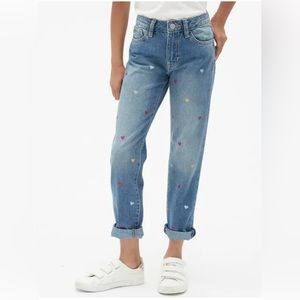 GAP Kids Girls Glitter Hearts Girlfriend Jeans Size 8